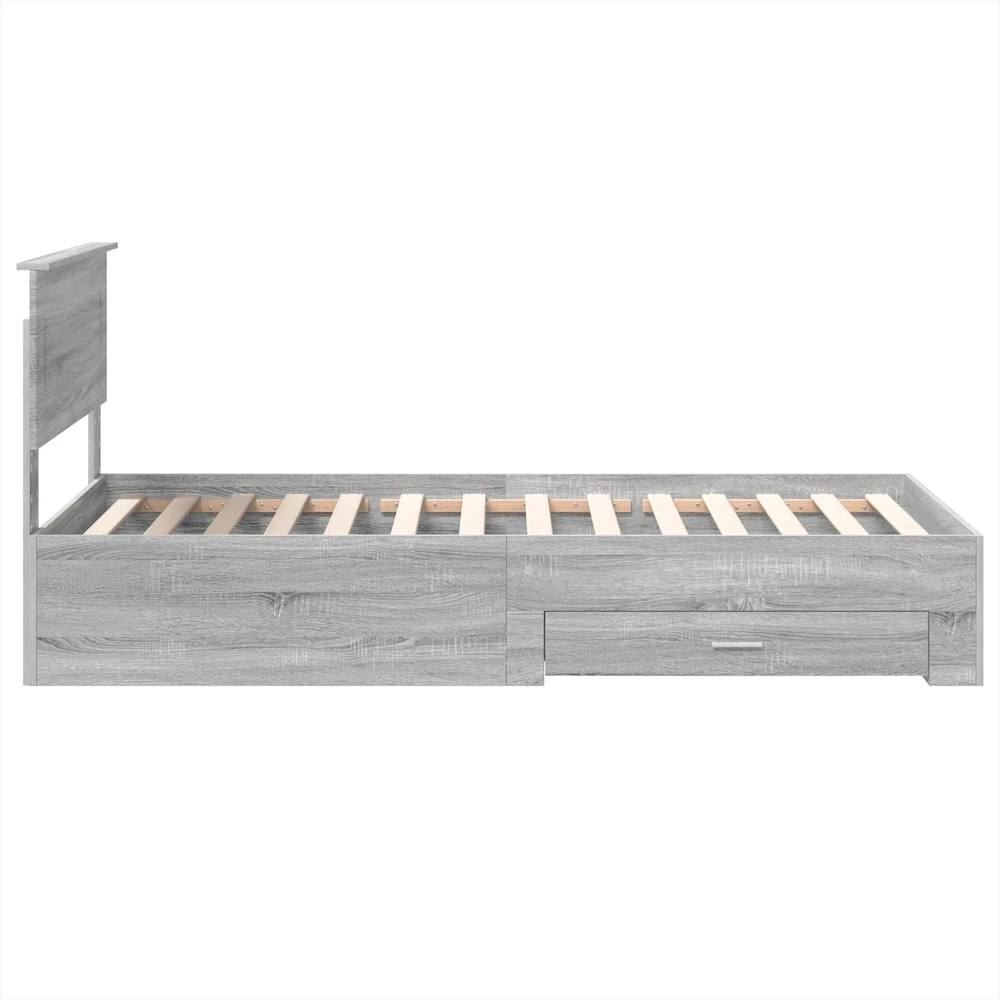 Lova Lovos rėmas su stalčių Pilko Sonamos ir sidabro 75 x 190 cm