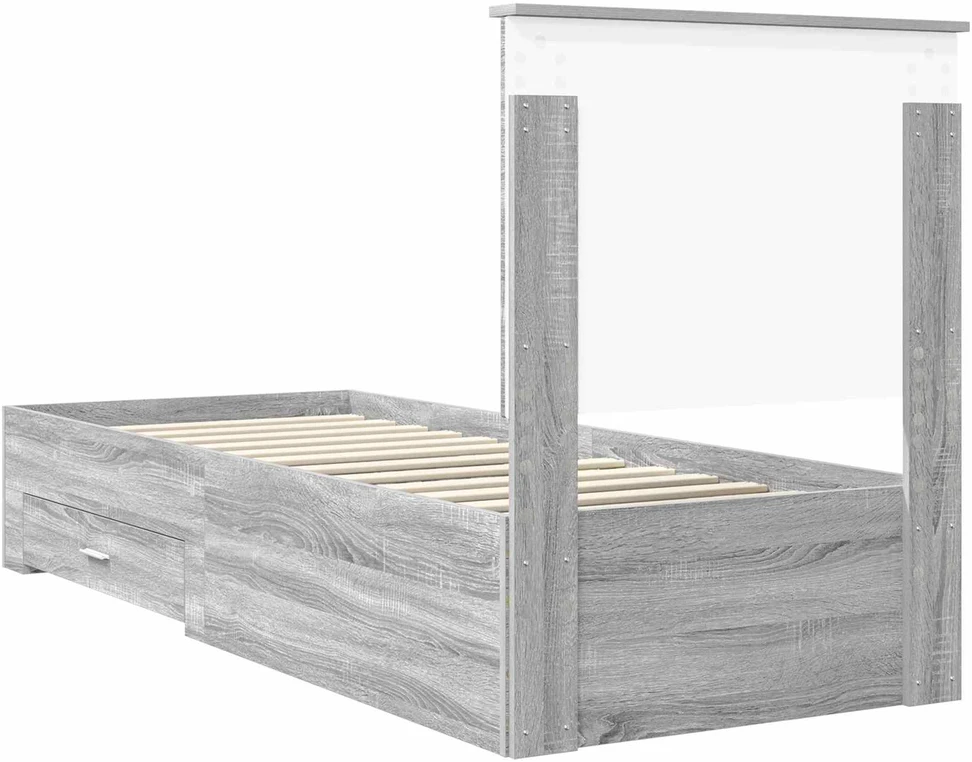 Lova Lovos rėmas su stalčių Pilko Sonamos ir sidabro 70 x 190 cm