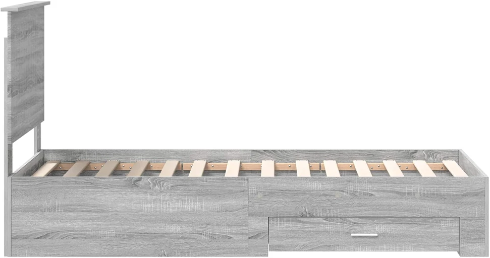 Lova Lovos rėmas su stalčių Pilko Sonamos ir sidabro 70 x 190 cm