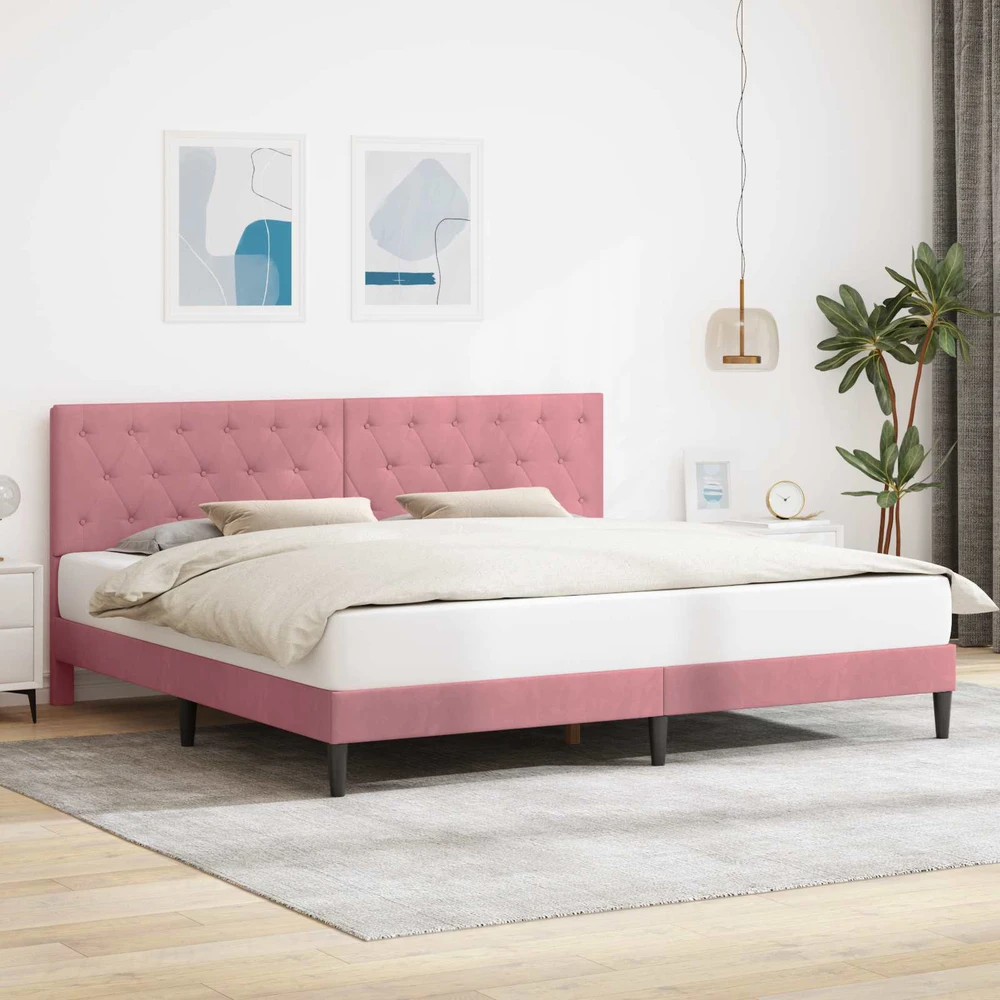 Lovos rėmas su galvūgalio Rožinė 200 x 200 cm Aksomas