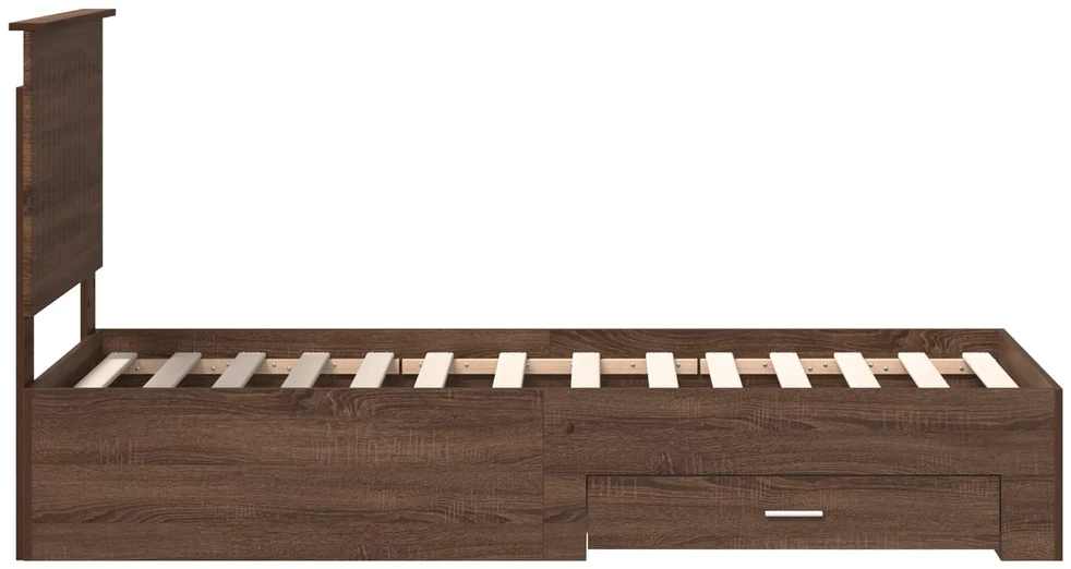 Lova Lovos rėmas su stalčių Rudos ąžuolo ir sidabro 70 x 190 cm