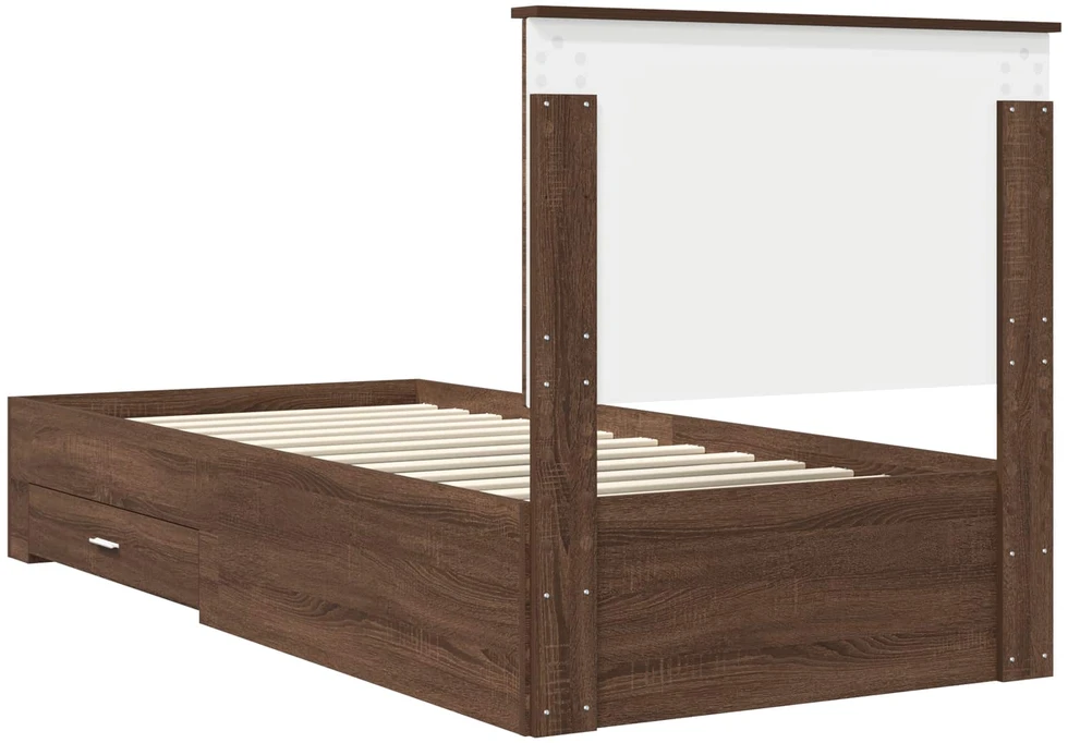 Lova Lovos rėmas su stalčių Rudos ąžuolo ir sidabro 75 x 190 cm