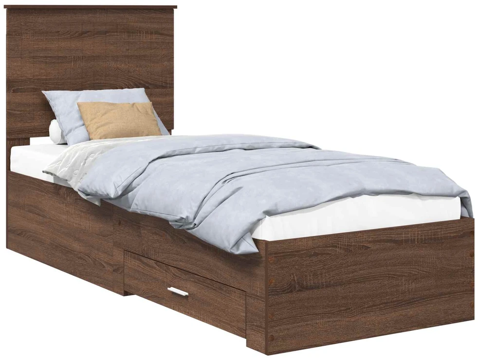 Lova Lovos rėmas su stalčių Rudos ąžuolo ir sidabro 70 x 190 cm