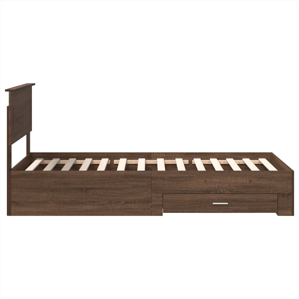 Lova Lovos rėmas su stalčių Rudos ąžuolo ir sidabro 75 x 190 cm