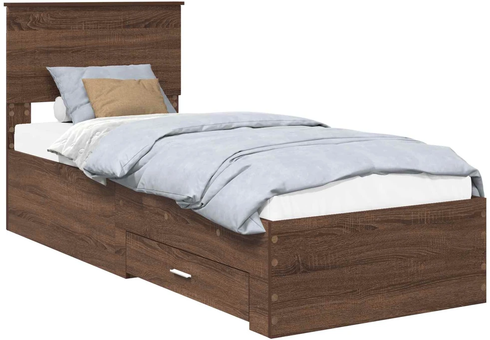 Lova Lovos rėmas su stalčių Rudos ąžuolo ir sidabro 75 x 190 cm