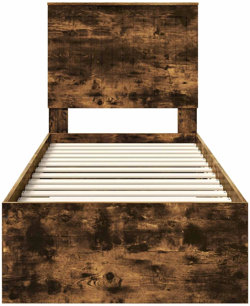 Lova Lovos rėmas su stalčių Rūkyto ąžuolo ir sidabro 70 x 190 cm