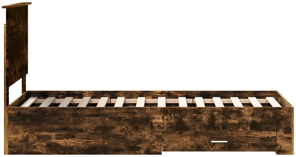 Lova Lovos rėmas su stalčių Rūkyto ąžuolo ir sidabro 70 x 190 cm