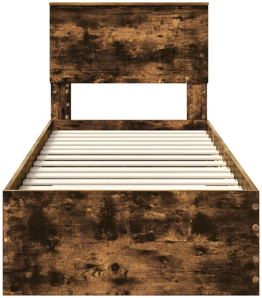 Lova Lovos rėmas su stalčių Rūkyto ąžuolo ir sidabro 75 x 190 cm