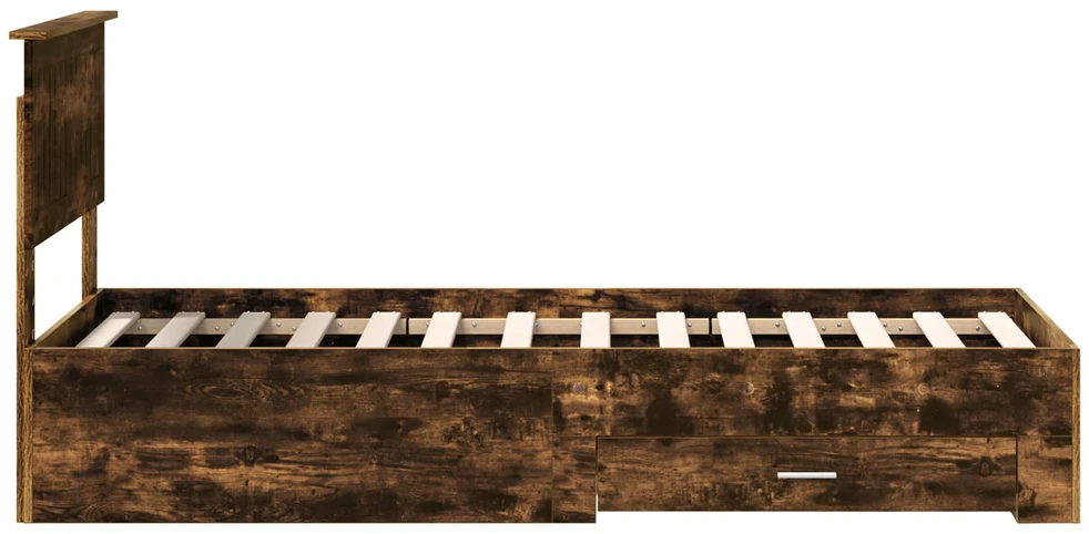 Lova Lovos rėmas su stalčių Rūkyto ąžuolo ir sidabro 75 x 190 cm