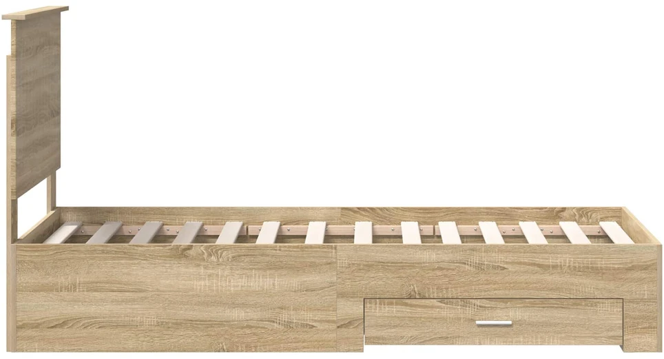 Lova Lovos rėmas su stalčių Sonamos ąžuolo ir sidabro 70 x 190 cm