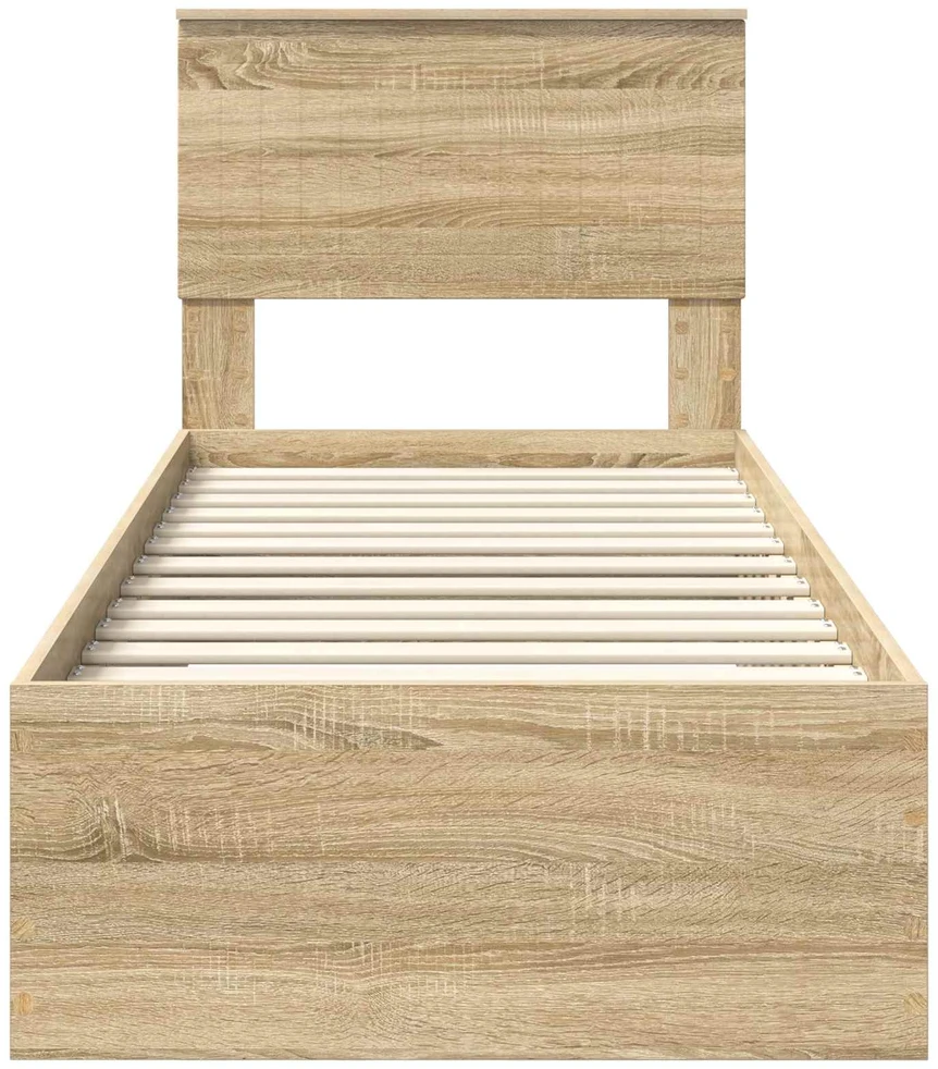 Lova Lovos rėmas su stalčių Sonamos ąžuolo ir sidabro 75 x 190 cm