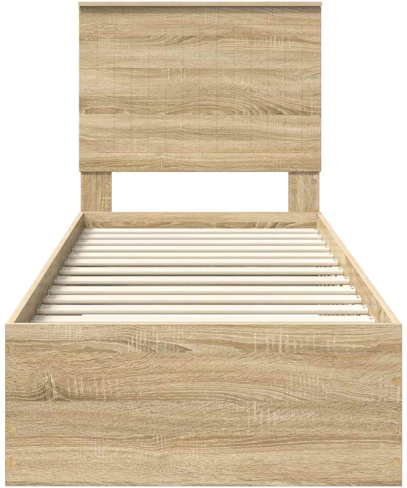 Lova Lovos rėmas su stalčių Sonamos ąžuolo ir sidabro 70 x 190 cm