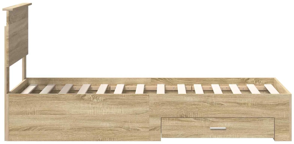 Lova Lovos rėmas su stalčių Sonamos ąžuolo ir sidabro 75 x 190 cm