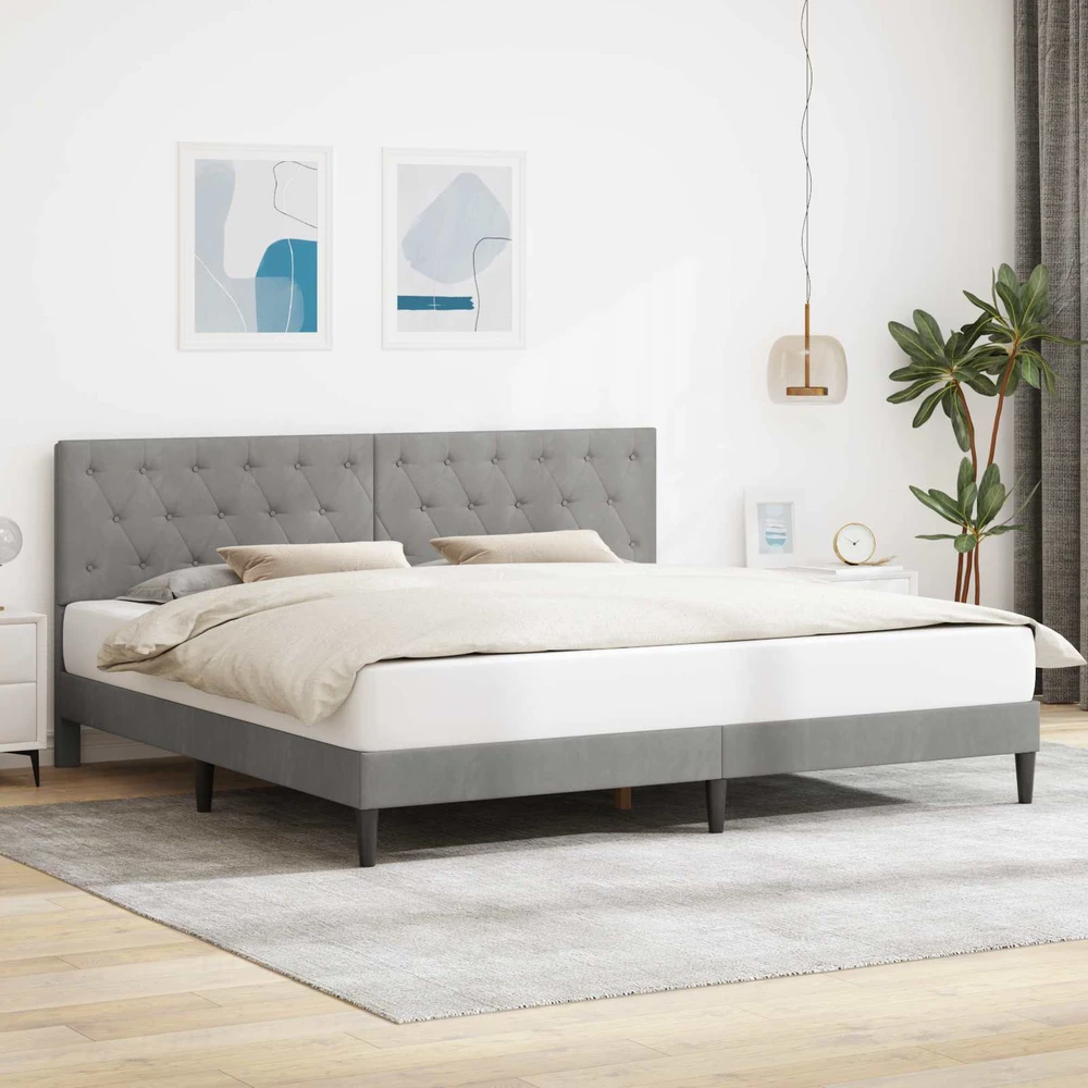 Lovos rėmas su galvūgalio Šviesiai pilka 180 x 200 cm Aksomas