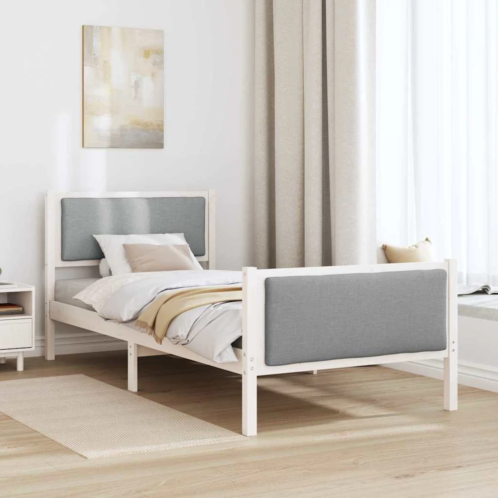 Lova Lovos rėmas su galvūgalio Šviesiai pilka 90 x 190 cm audinys