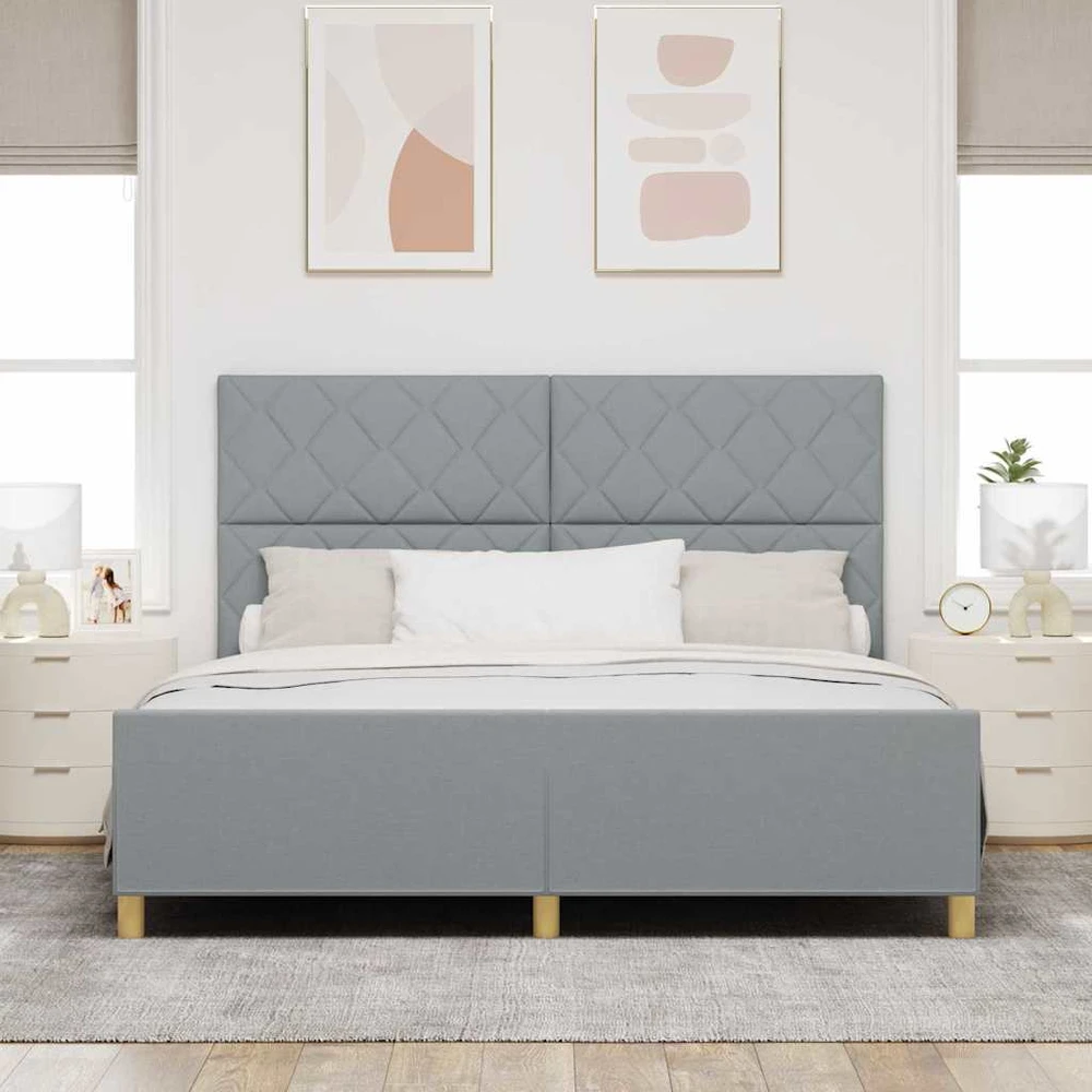 Lovos rėmas su galvūgalio Šviesiai pilka 180 x 200 cm audinys