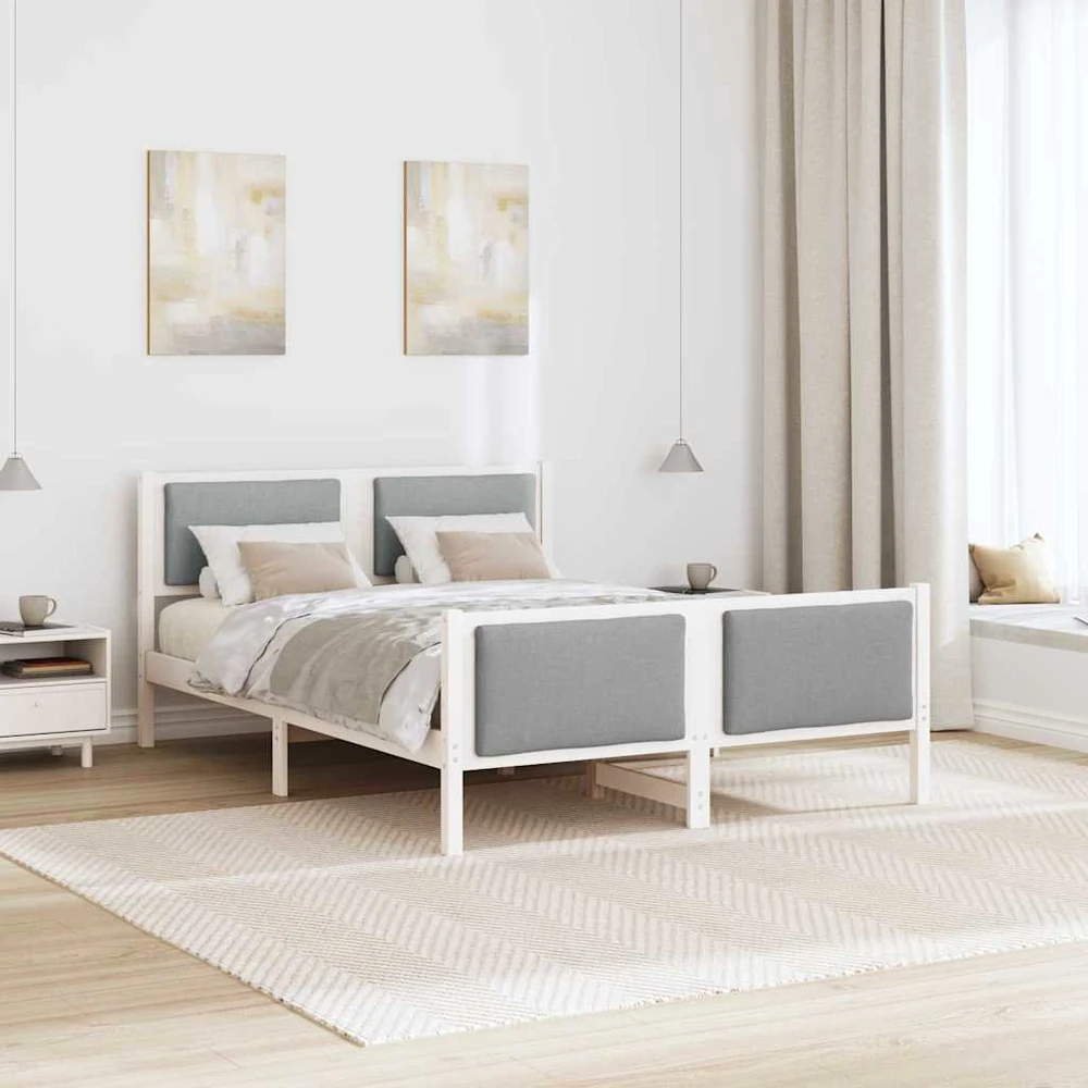 Lovos rėmas su galvūgalio Šviesiai pilka 140 x 200 cm audinys