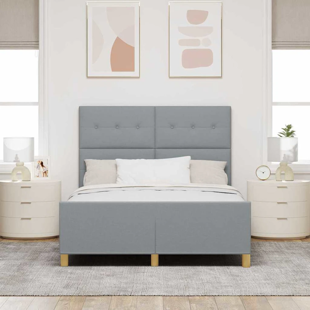 Lovos rėmas su galvūgalio Šviesiai pilka 140 x 200 cm audinys