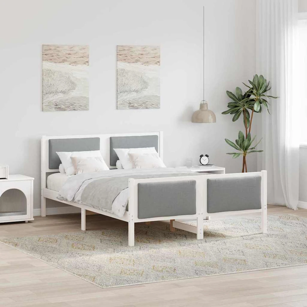 Lovos rėmas su galvūgalio Šviesiai pilka 140 x 200 cm audinys