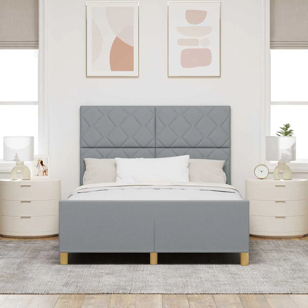 Lovos rėmas su galvūgalio Šviesiai pilka 140 x 200 cm audinys