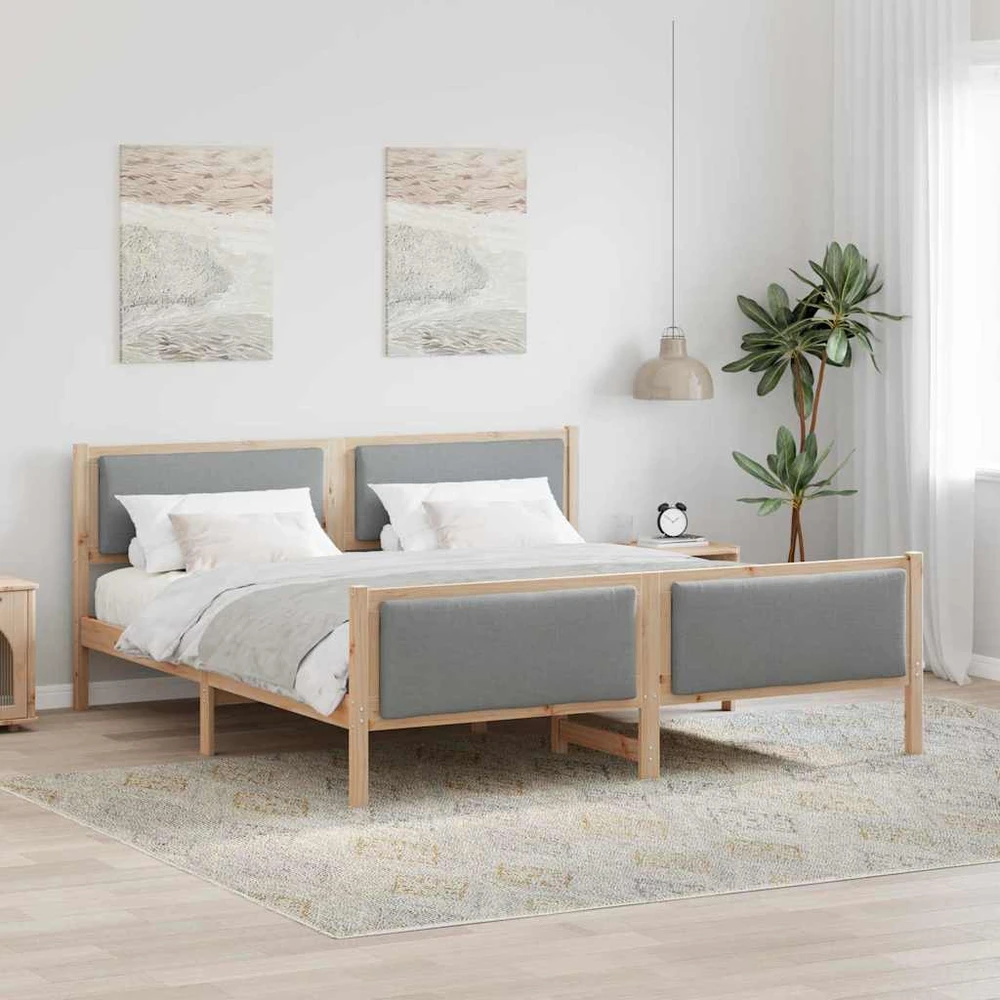 Lovos rėmas su galvūgalio Šviesiai pilka 180 x 200 cm audinys