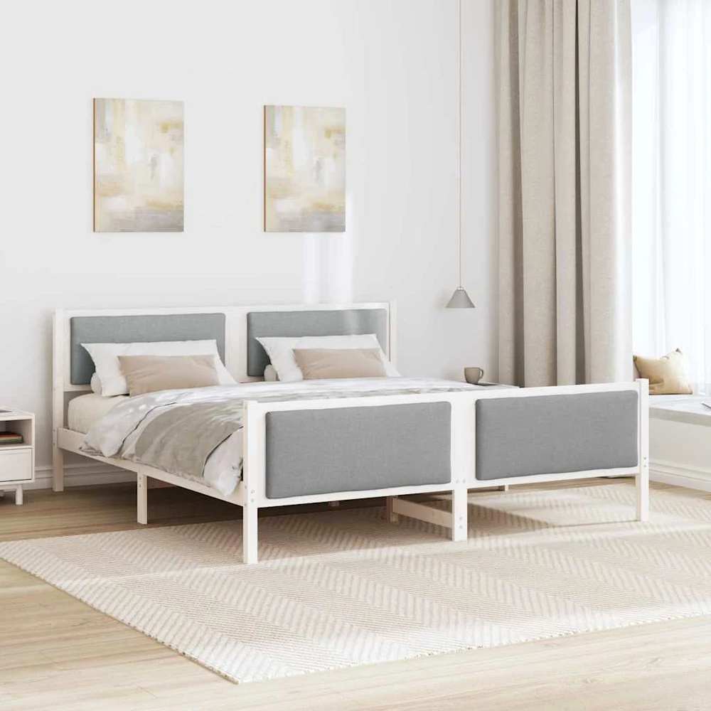 Lovos rėmas su galvūgalio Šviesiai pilka 180 x 200 cm audinys