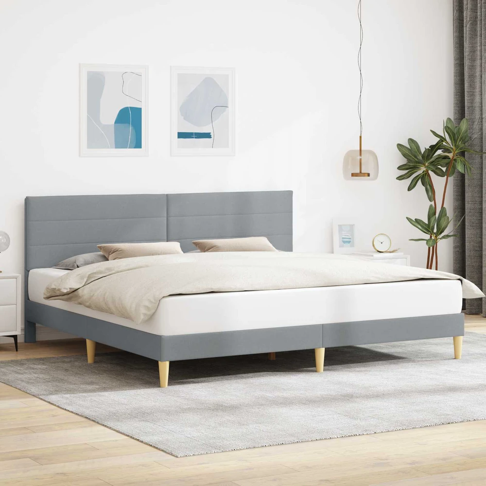 Lovos rėmas su galvūgalio Šviesiai pilka 180 x 200 cm Audinys