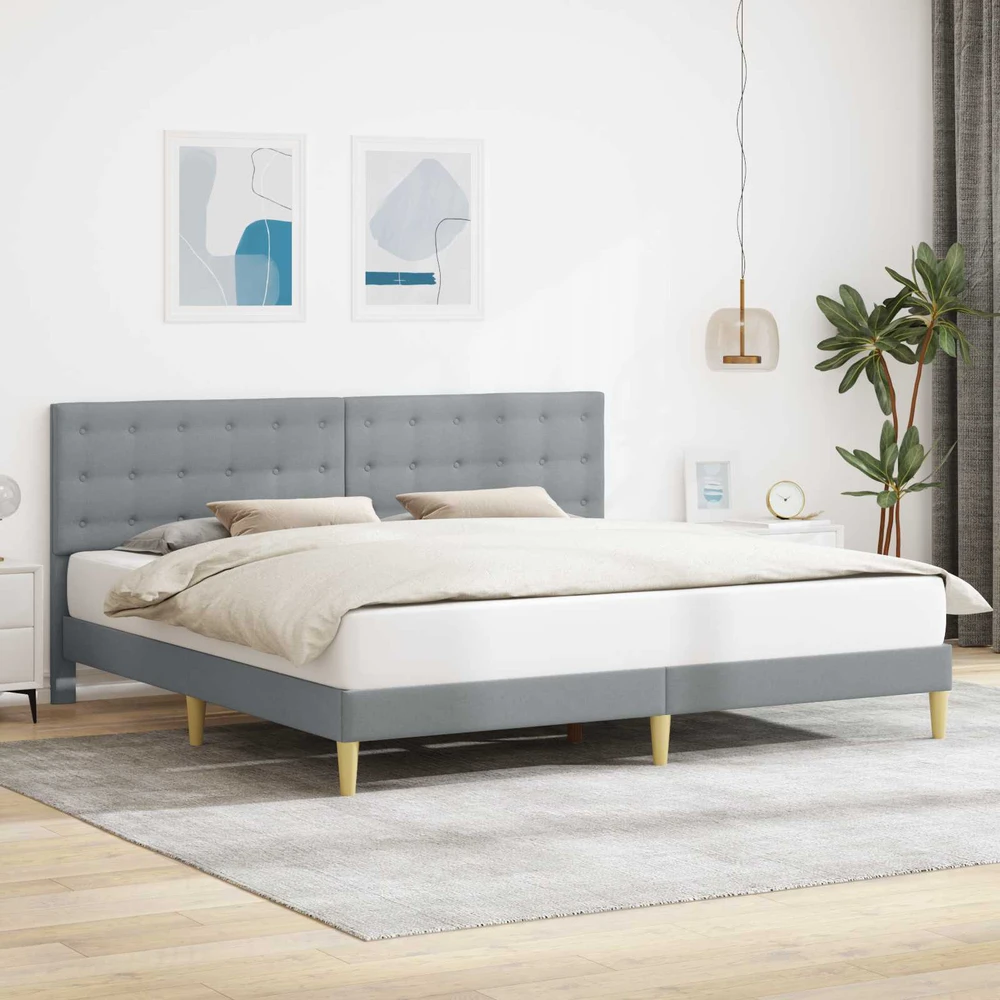 Lovos rėmas su galvūgalio Šviesiai pilka 180 x 200 cm Audinys