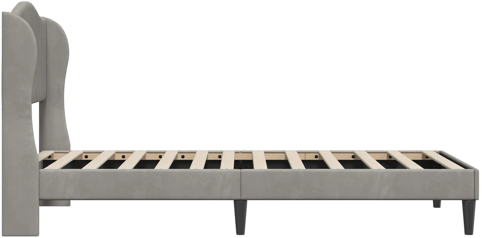 Lova Lovos rėmas su galvūgalio Šviesiai pilka 100 x 200 cm Aksomas