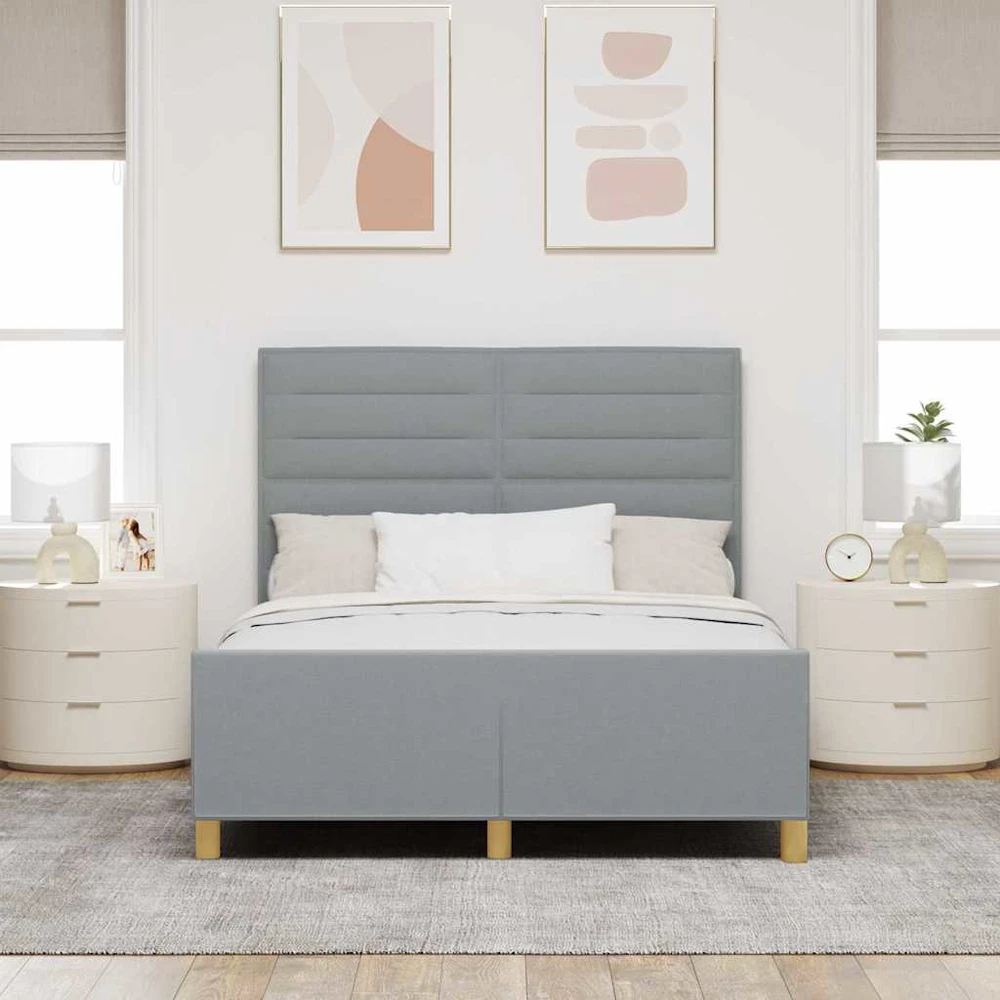 Lovos rėmas su galvūgalio Šviesiai pilka 140 x 200 cm audinys