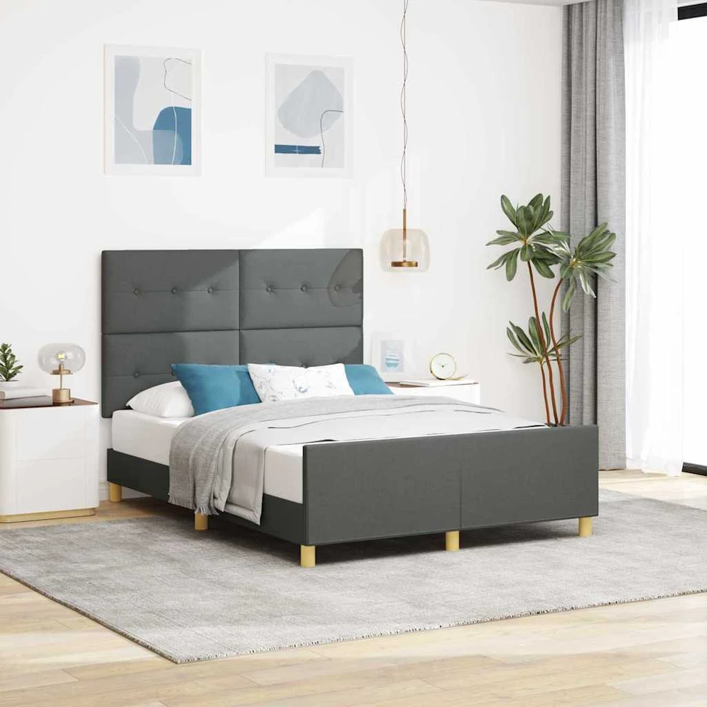 Lovos rėmas su galvūgalio Tamsiai pilka 140 x 200 cm audinys