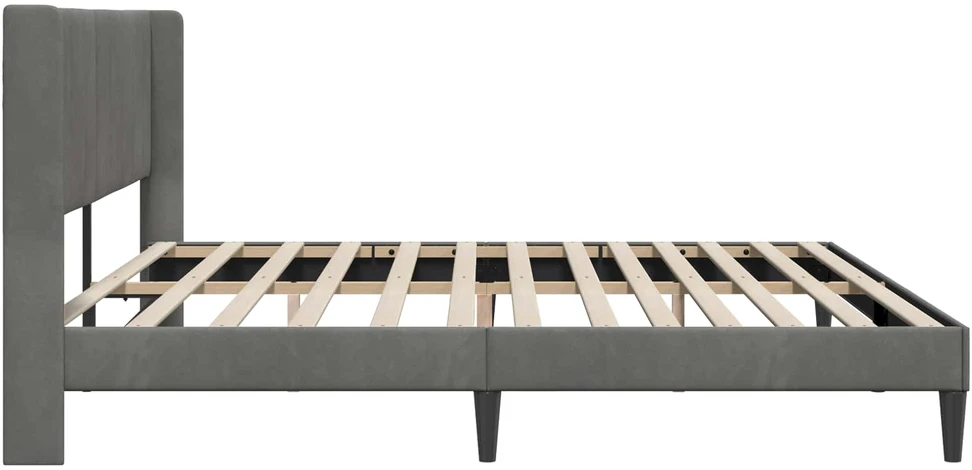 Lovos rėmas su galvūgalio Tamsiai pilka 200 x 200 cm Aksomas