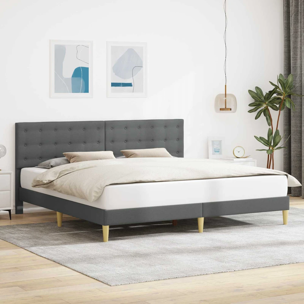 Lovos rėmas su galvūgalio Tamsiai pilka 180 x 200 cm Audinys