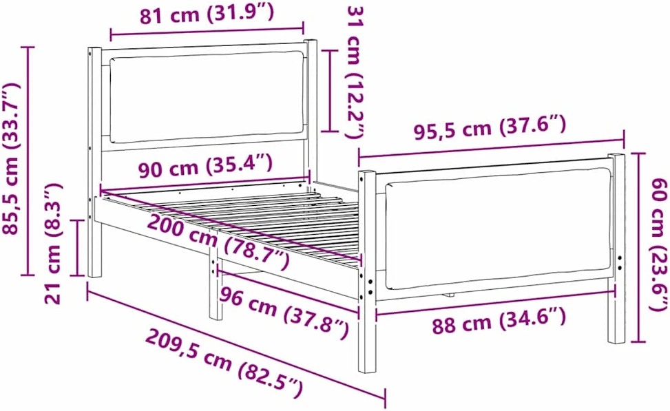 Lova Lovos rėmas su galvūgalio Tortora 90 x 200 cm audinys