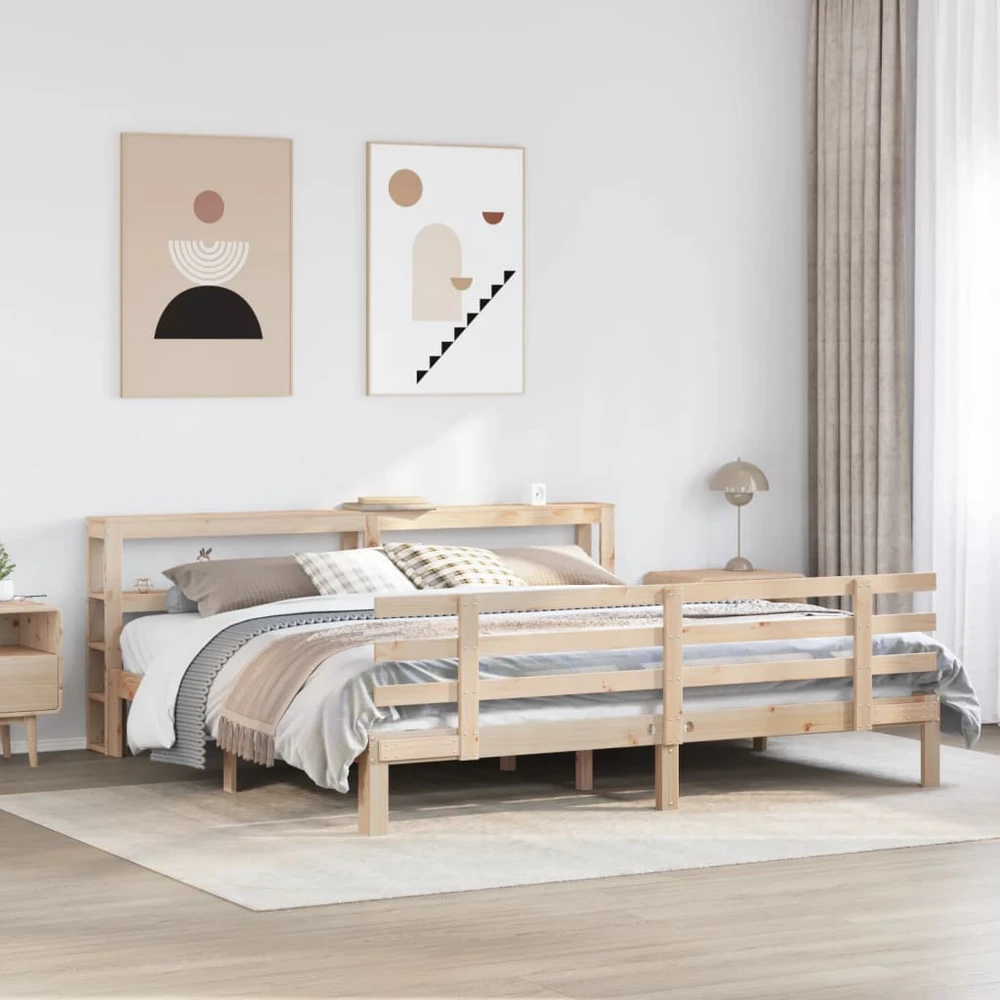 Lovos rėmas su galvūgaliu, 200x200cm, pušies medienos masyvas