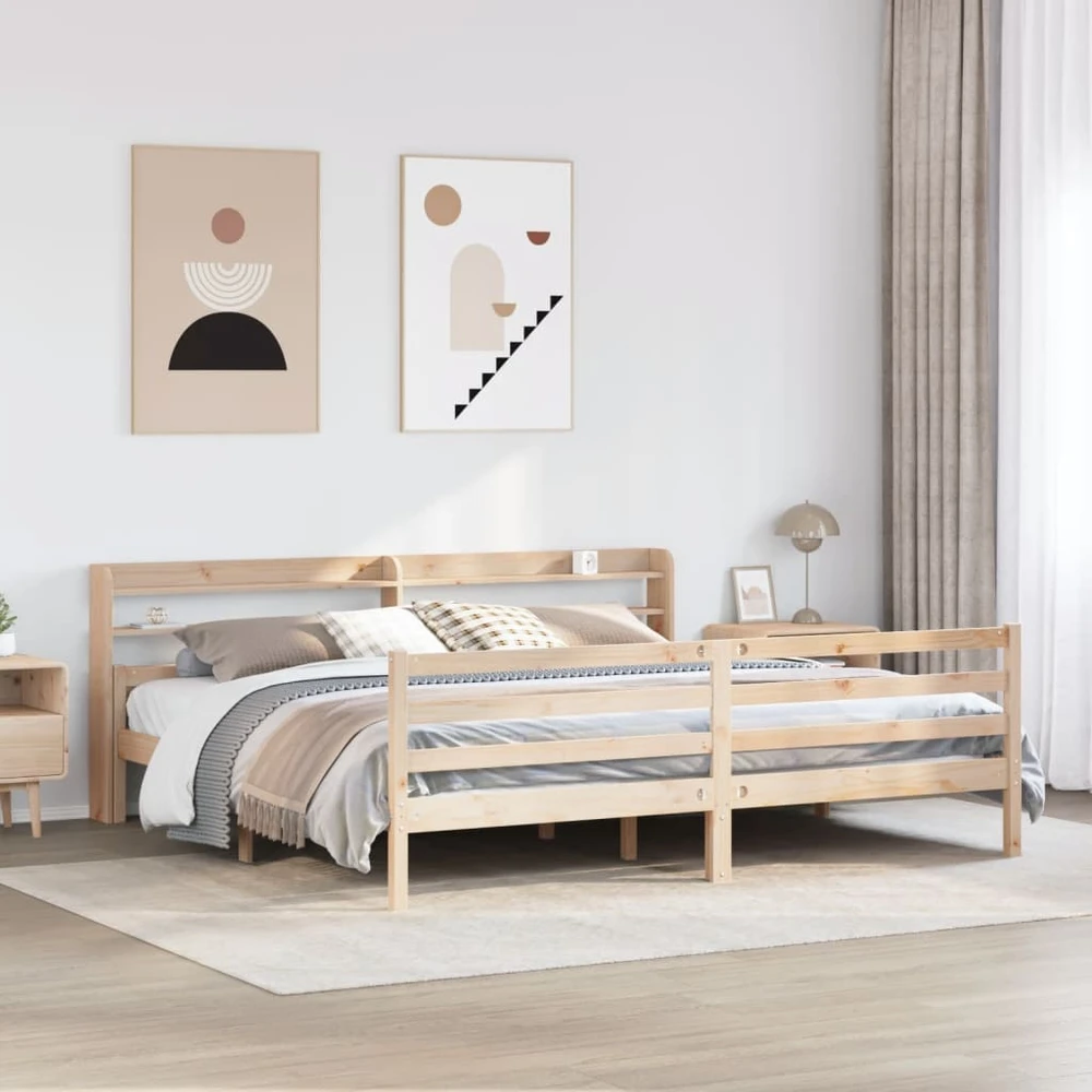 Lovos rėmas su galvūgaliu, 200x200cm, pušies medienos masyvas