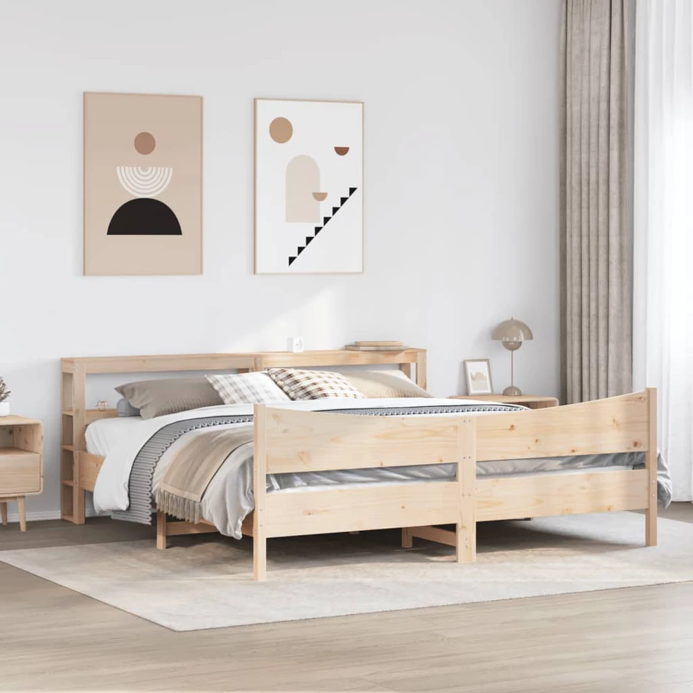 Lovos rėmas su galvūgaliu, 200x200cm, pušies medienos masyvas