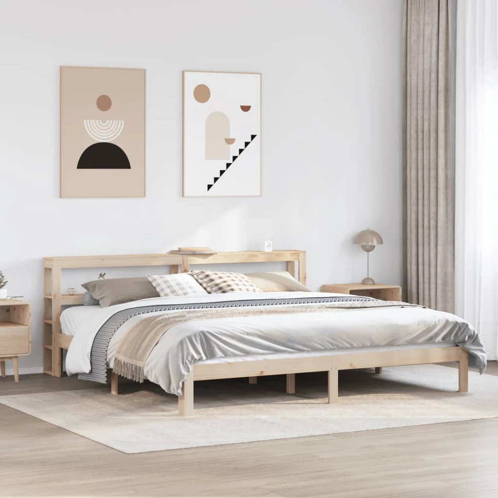 Lovos rėmas su galvūgaliu, 200x200cm, pušies medienos masyvas