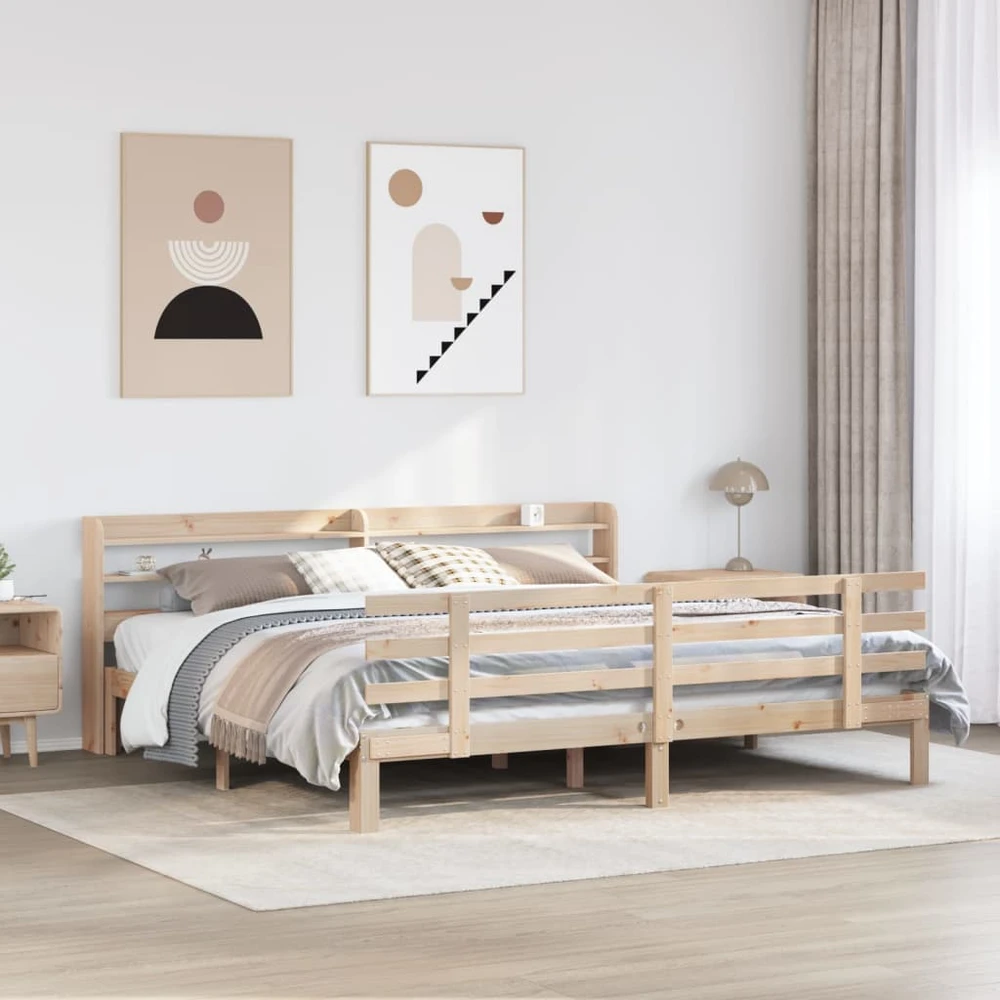Lovos rėmas su galvūgaliu, 200x200cm, pušies medienos masyvas