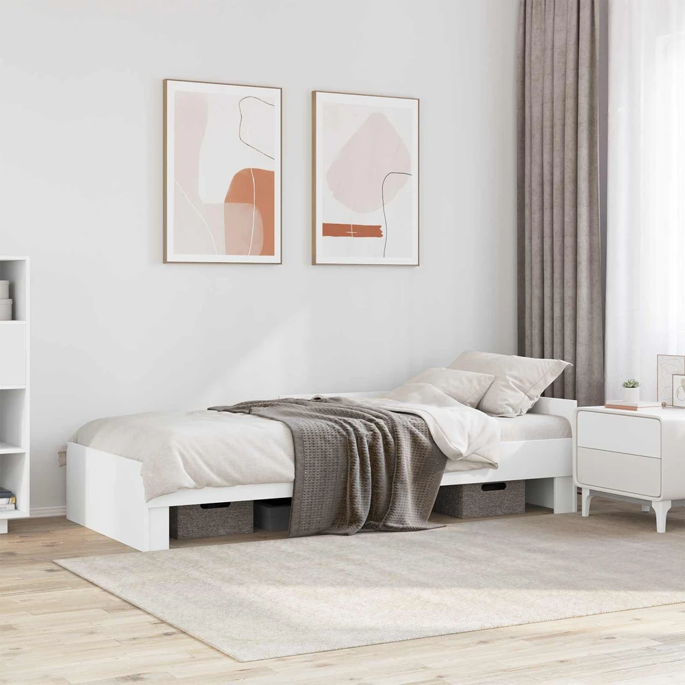 Lova Lovos Rėmas su Galvūgaliu Balta 80 x 200 cm Apdirbta mediena
