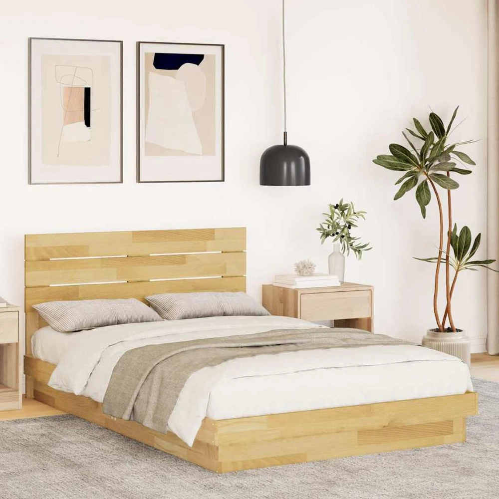 lovos rėmas su galvūgaliu be čiužinio 120x200 cm ąžuolo masyvo