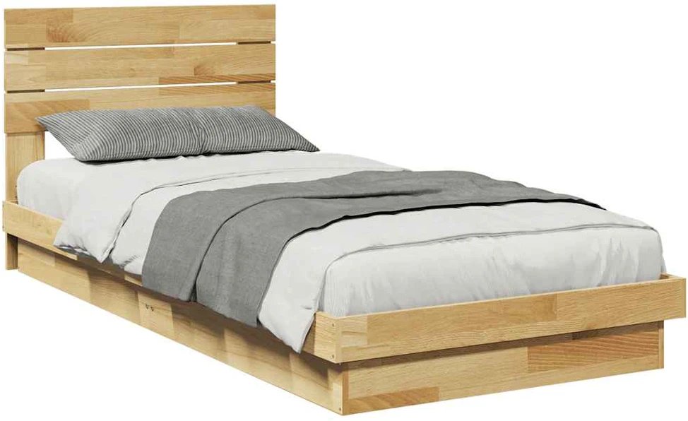 Lova lovos rėmas su galvūgaliu be čiužinio 75x190 cm ąžuolo masyvo