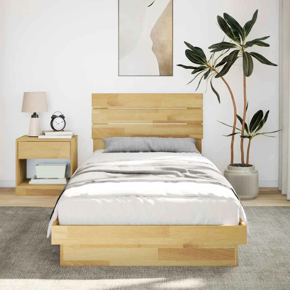 Lova lovos rėmas su galvūgaliu be čiužinio 75x190 cm ąžuolo masyvo