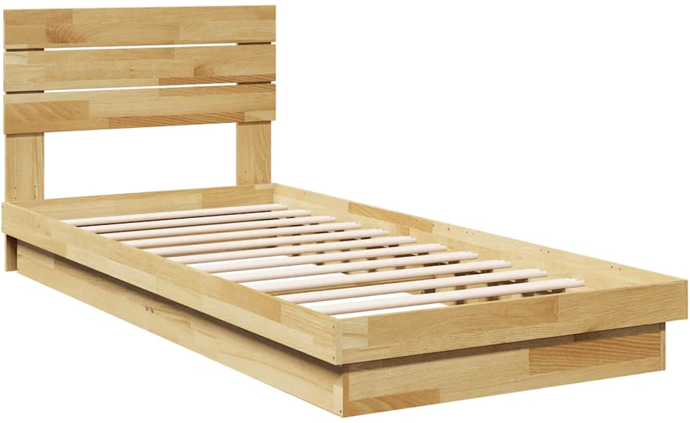 Lova lovos rėmas su galvūgaliu be čiužinio 75x190 cm ąžuolo masyvo