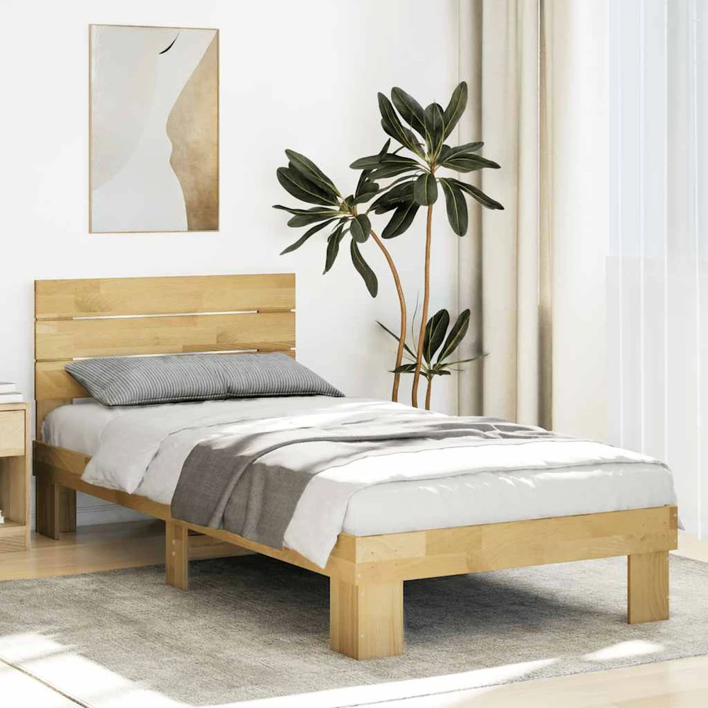 Lova lovos rėmas su galvūgaliu be čiužinio 75x190 cm ąžuolo masyvo