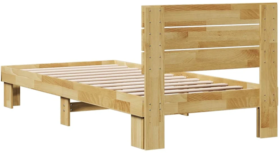 Lova lovos rėmas su galvūgaliu be čiužinio 75x190 cm ąžuolo masyvo