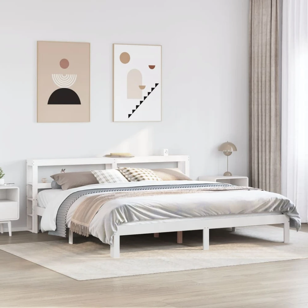 Lovos rėmas su galvūgaliu be čiužinio, baltas, 180x200cm
