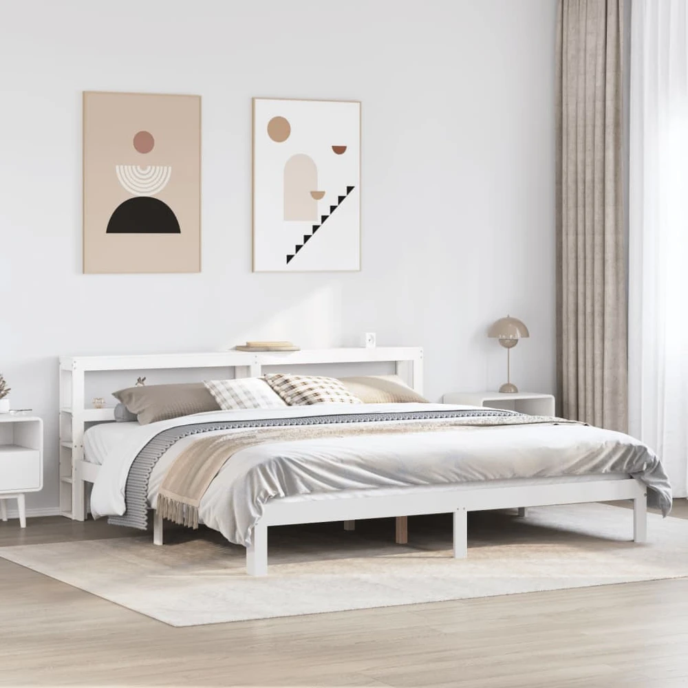 Lovos rėmas su galvūgaliu be čiužinio, baltas, 200x200cm