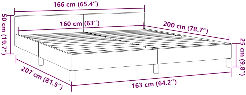Lovos rėmas su galvūgaliu be čiužinio mėlynas 160x200cm audinys