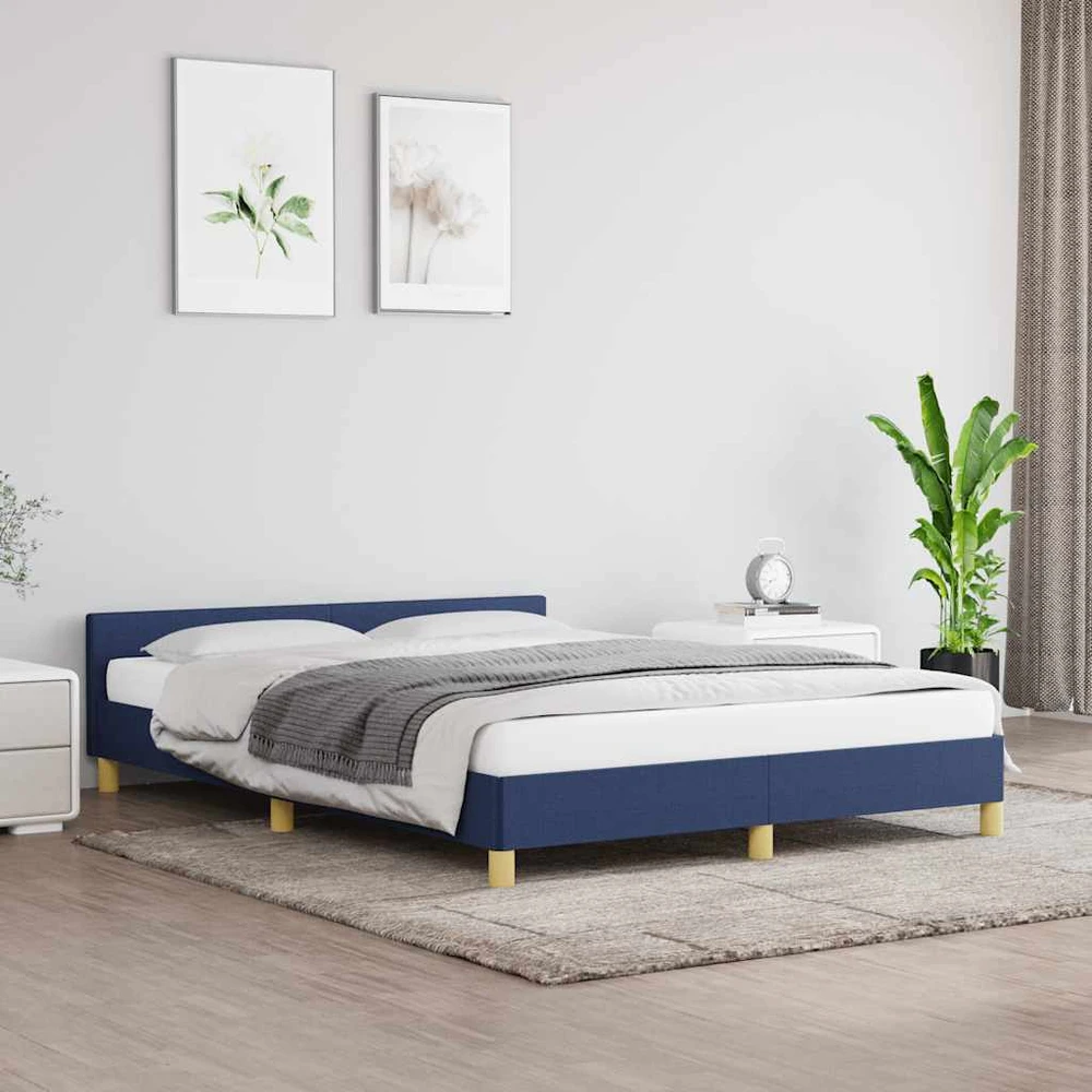 Lovos rėmas su galvūgaliu be čiužinio mėlynas 140x190cm audinys